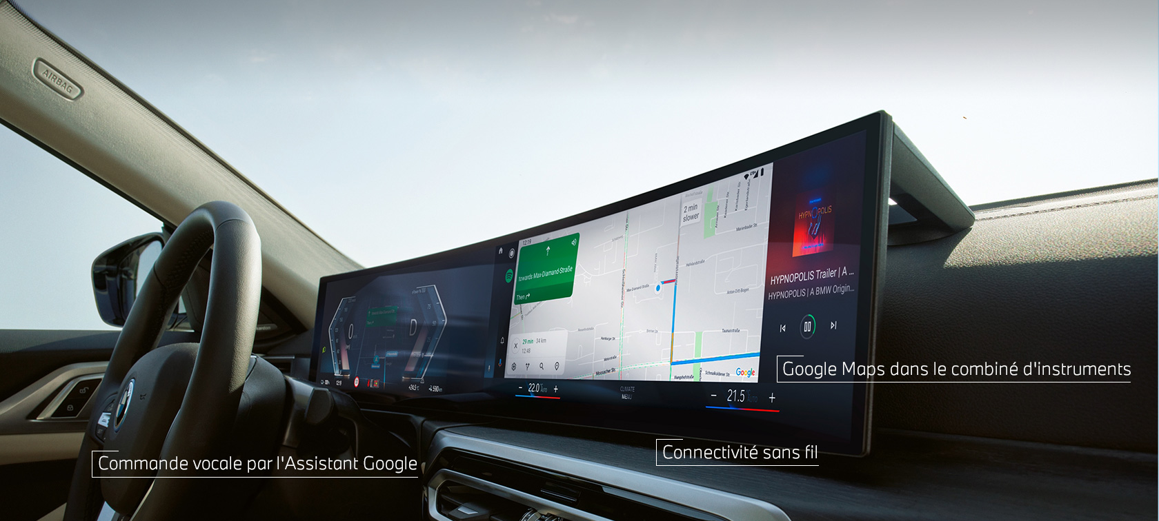 AutoTM Android sur le BMW Curved Display dans le véhicule avec BMW ConnectedDrive